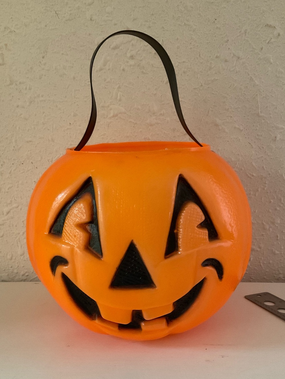 Vintage Pumpkin Pail Bucket Blow Mold Halloween Jack O lantern spooky october